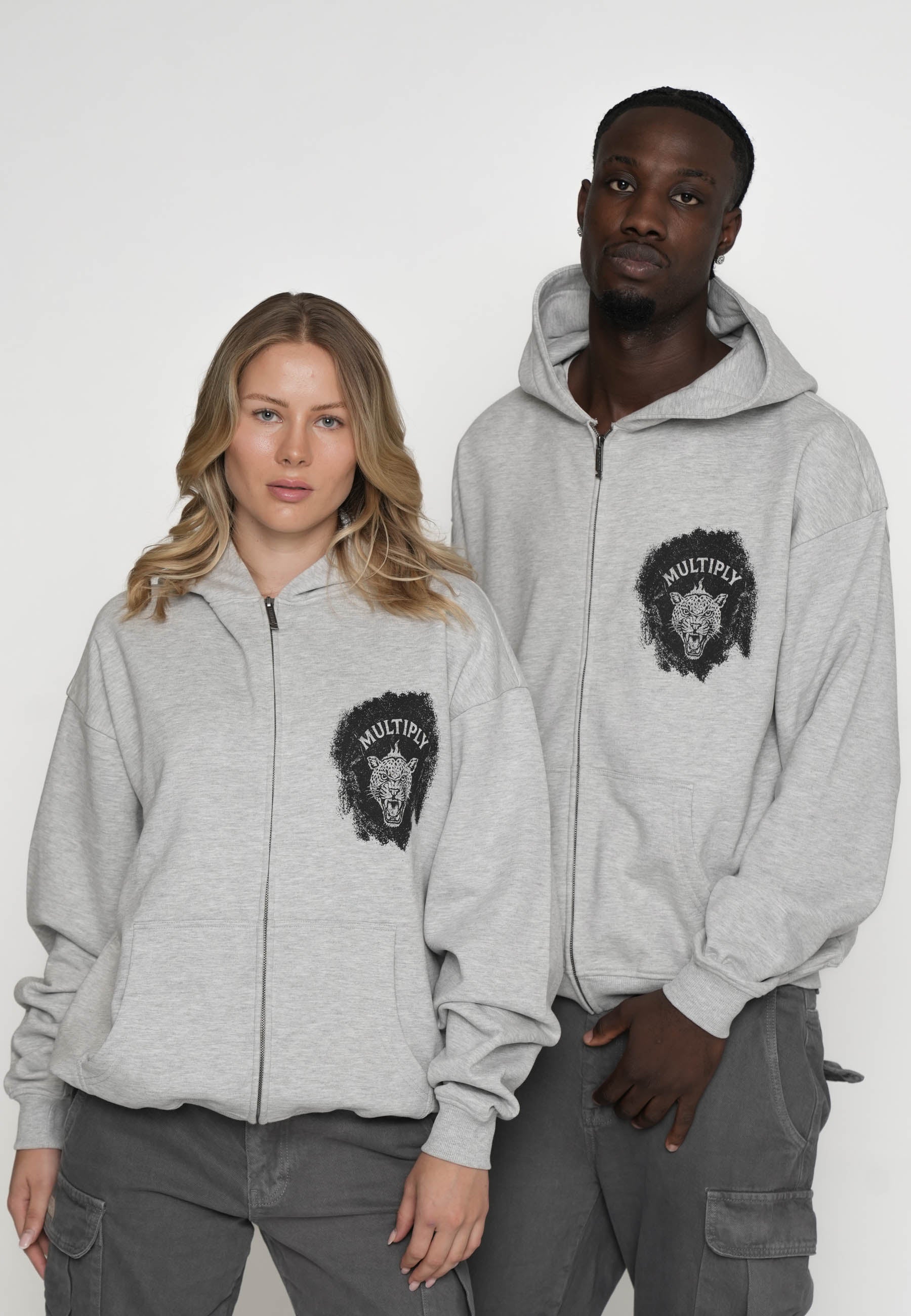 Oversize Zip Hoodie CARNIVORE Grey Melange