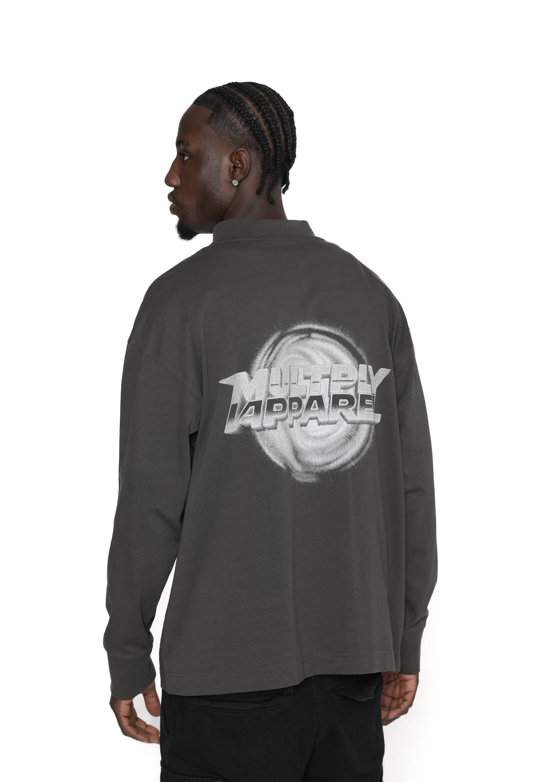 Multiply Apparel Oversize Longsleeve SWIRL Black Soda Washed – weitere Ansicht 4