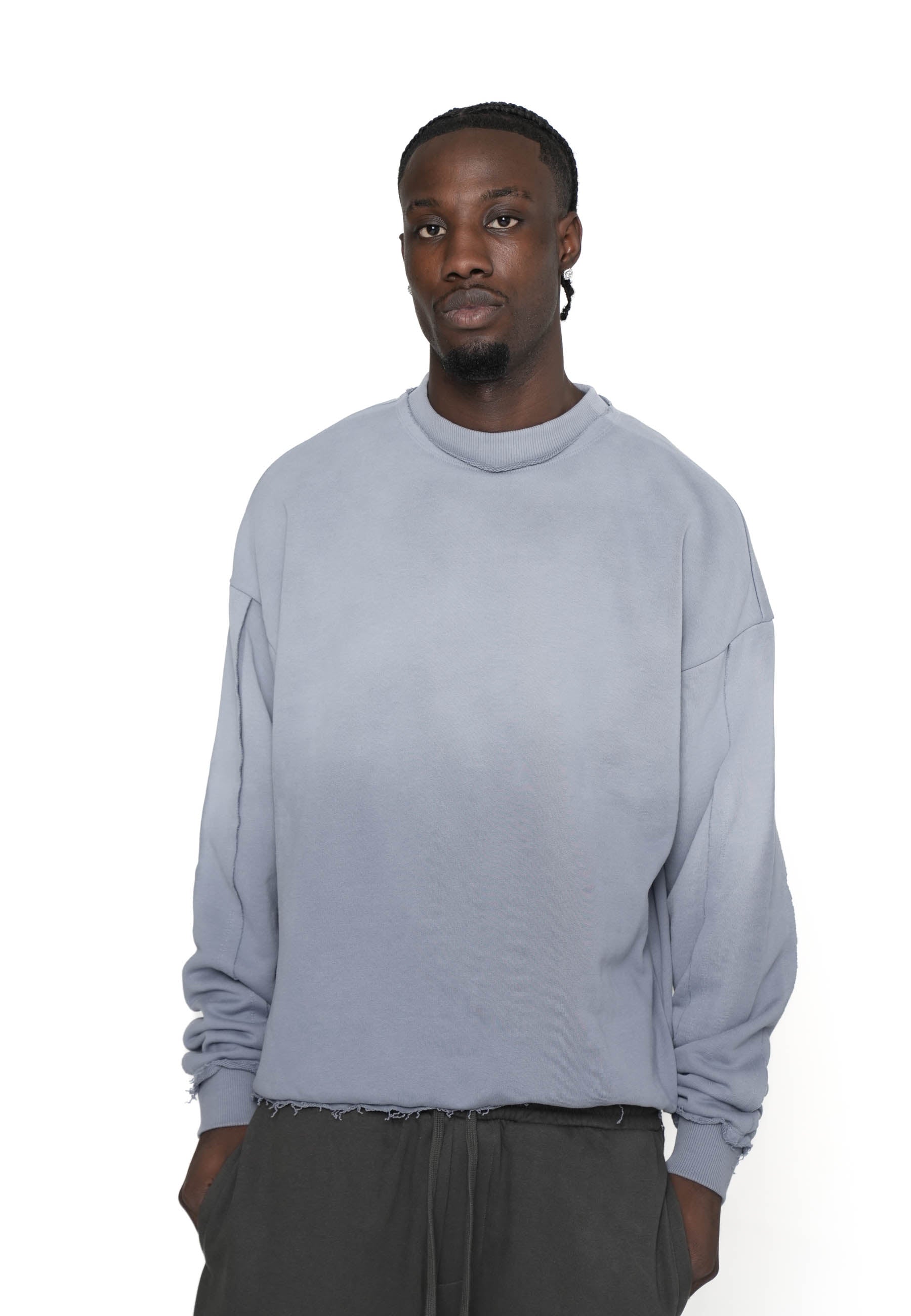 Oversize Raw Sweatshirt Ombre Flint Stone