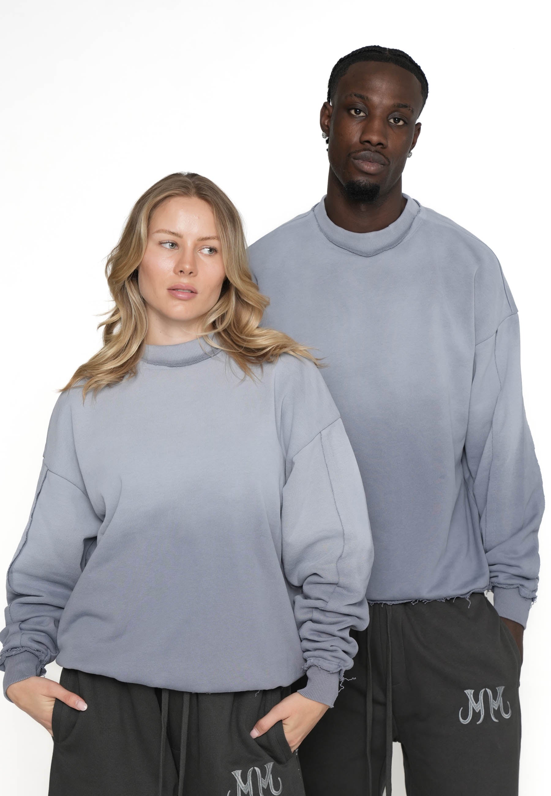 Oversize Raw Sweatshirt Ombre Flint Stone
