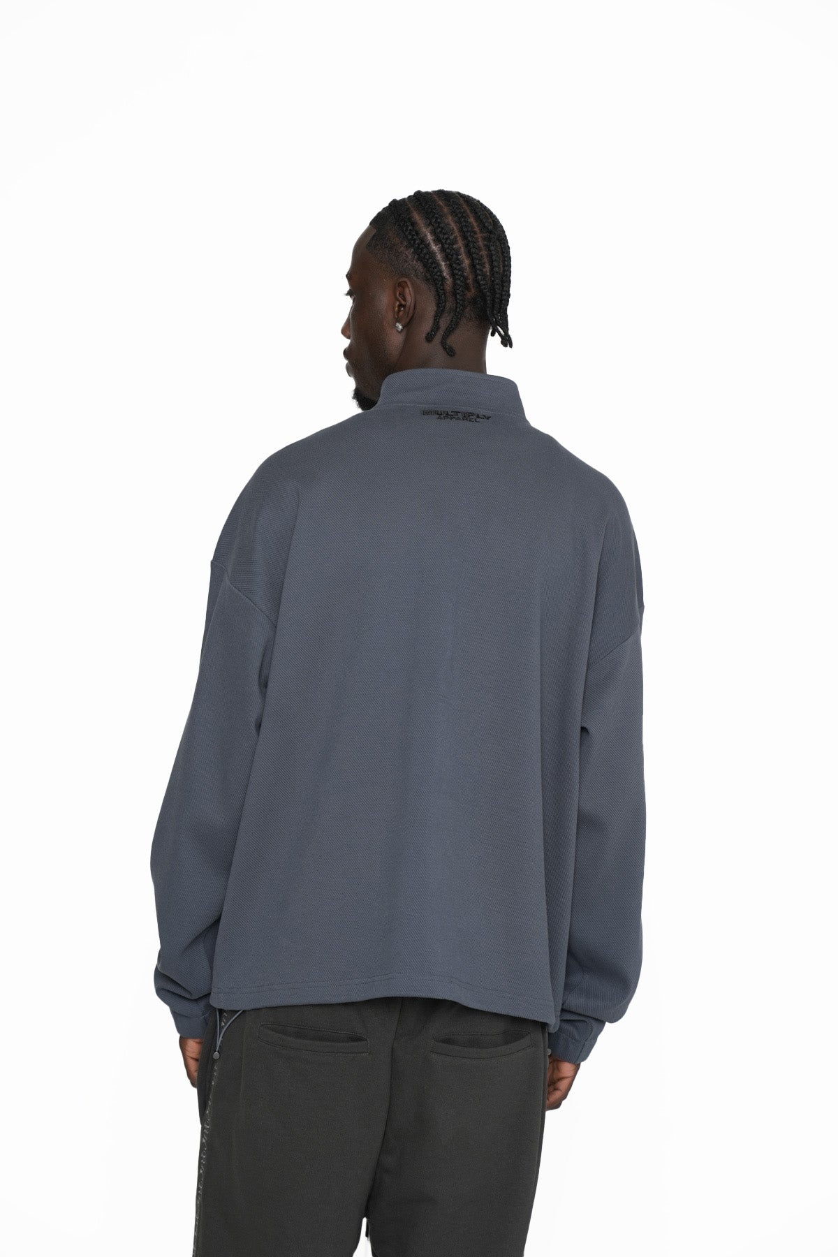 Multiply Apparel Rounded Knit Jacket FOLD Black Soda Washed – weitere Ansicht 2