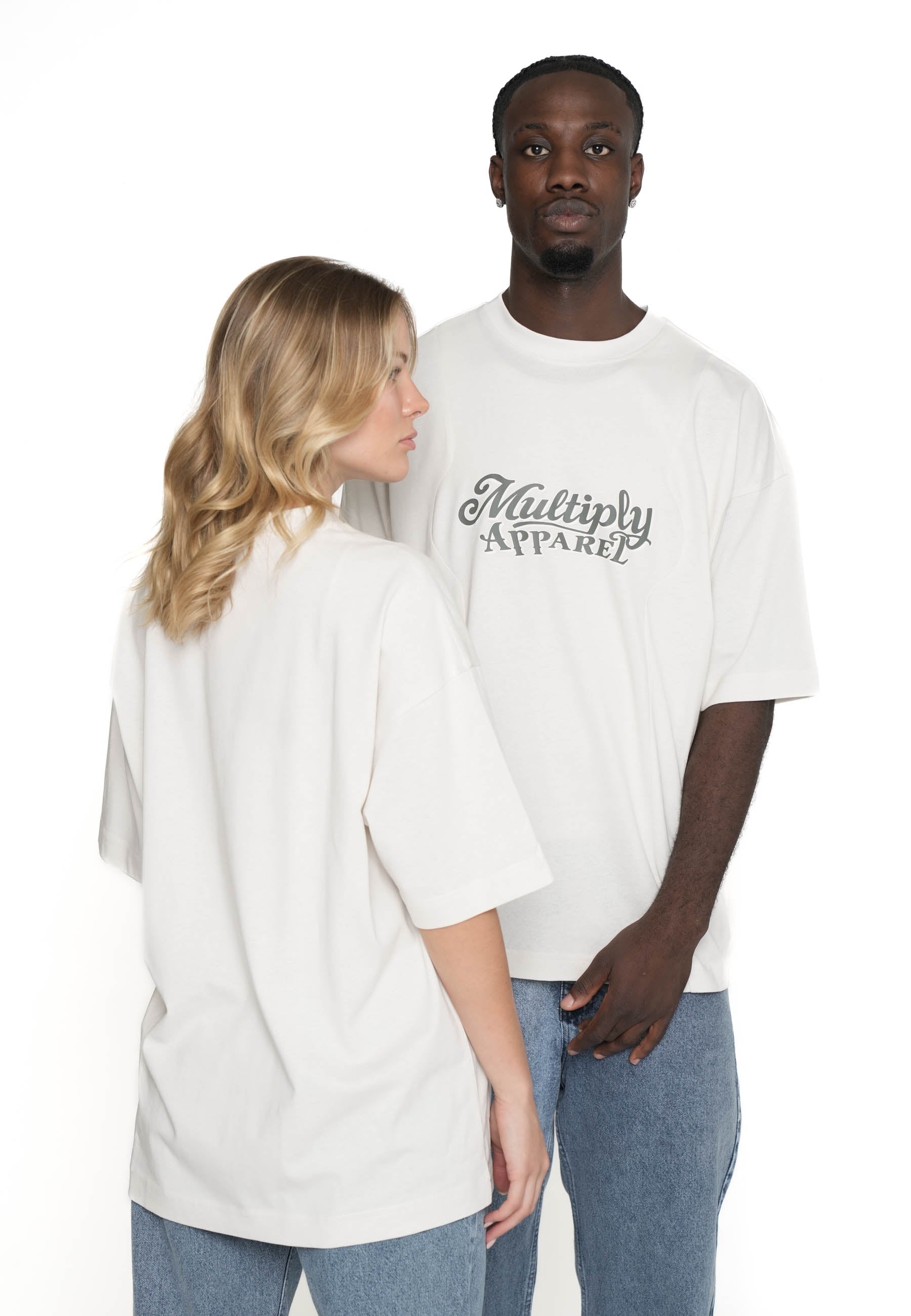 Multiply Apparel Oversize T-Shirt TAPED Vasporous Gray – Frontalansicht