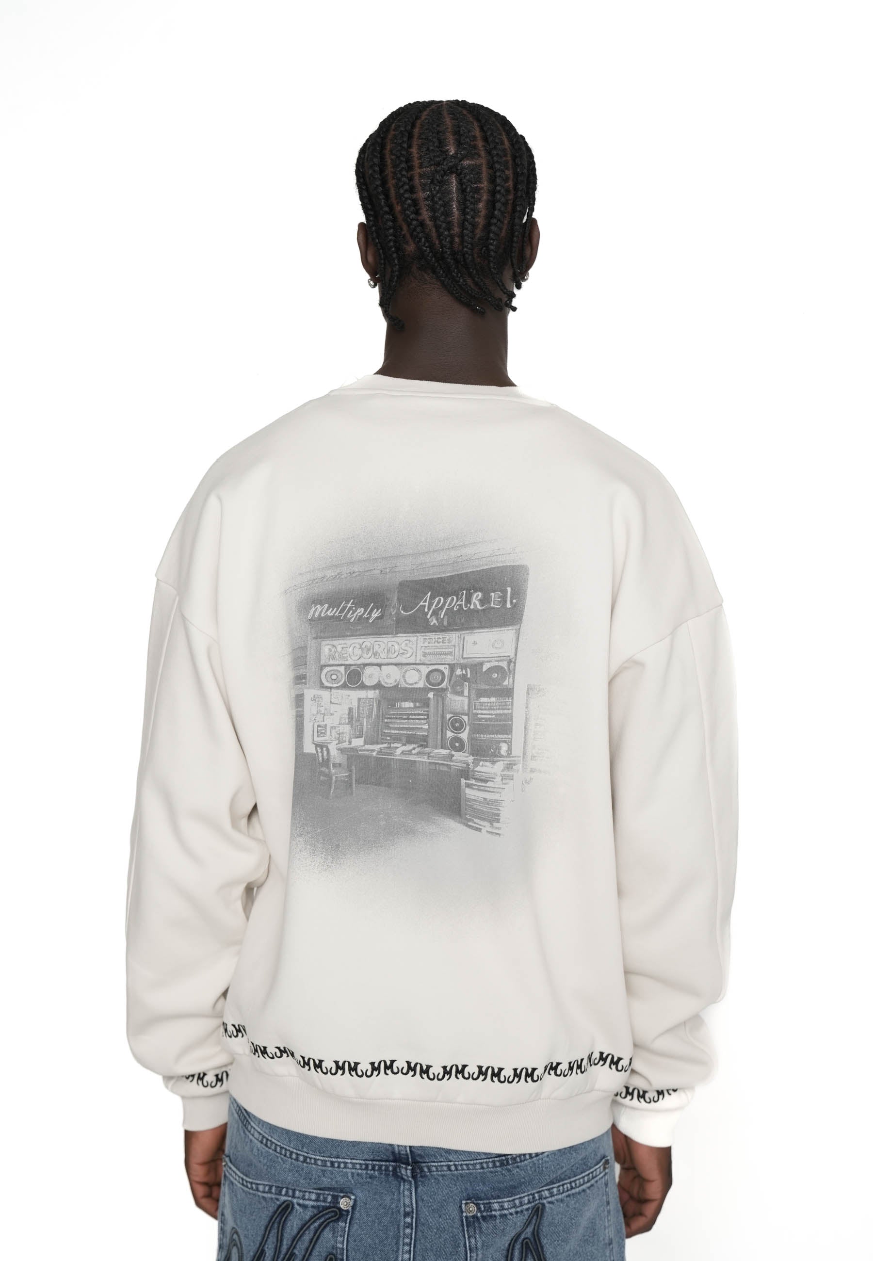 Multiply Apparel Oversize Sweatshirt RECORD SHOP Vasporous Gray – weitere Ansicht 3