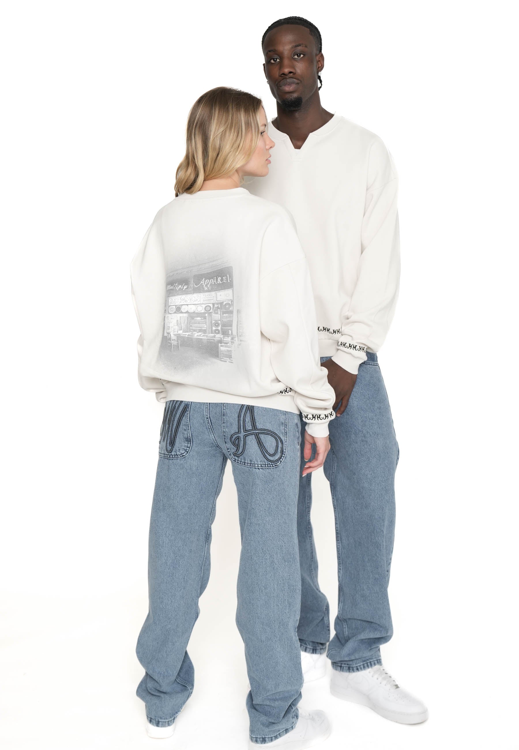 Multiply Apparel Oversize Sweatshirt RECORD SHOP Vasporous Gray – weitere Ansicht 6
