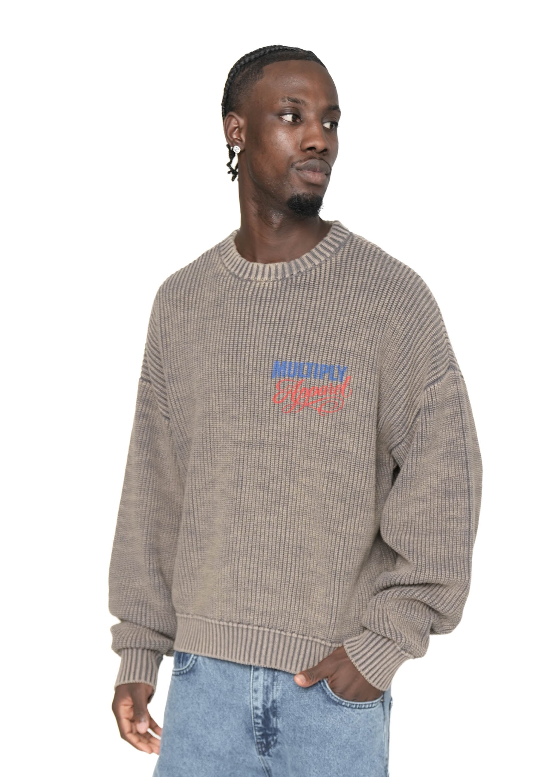 Multiply Apparel Oversize Sweatshirt COLD BREW Gargoyle – Frontalansicht