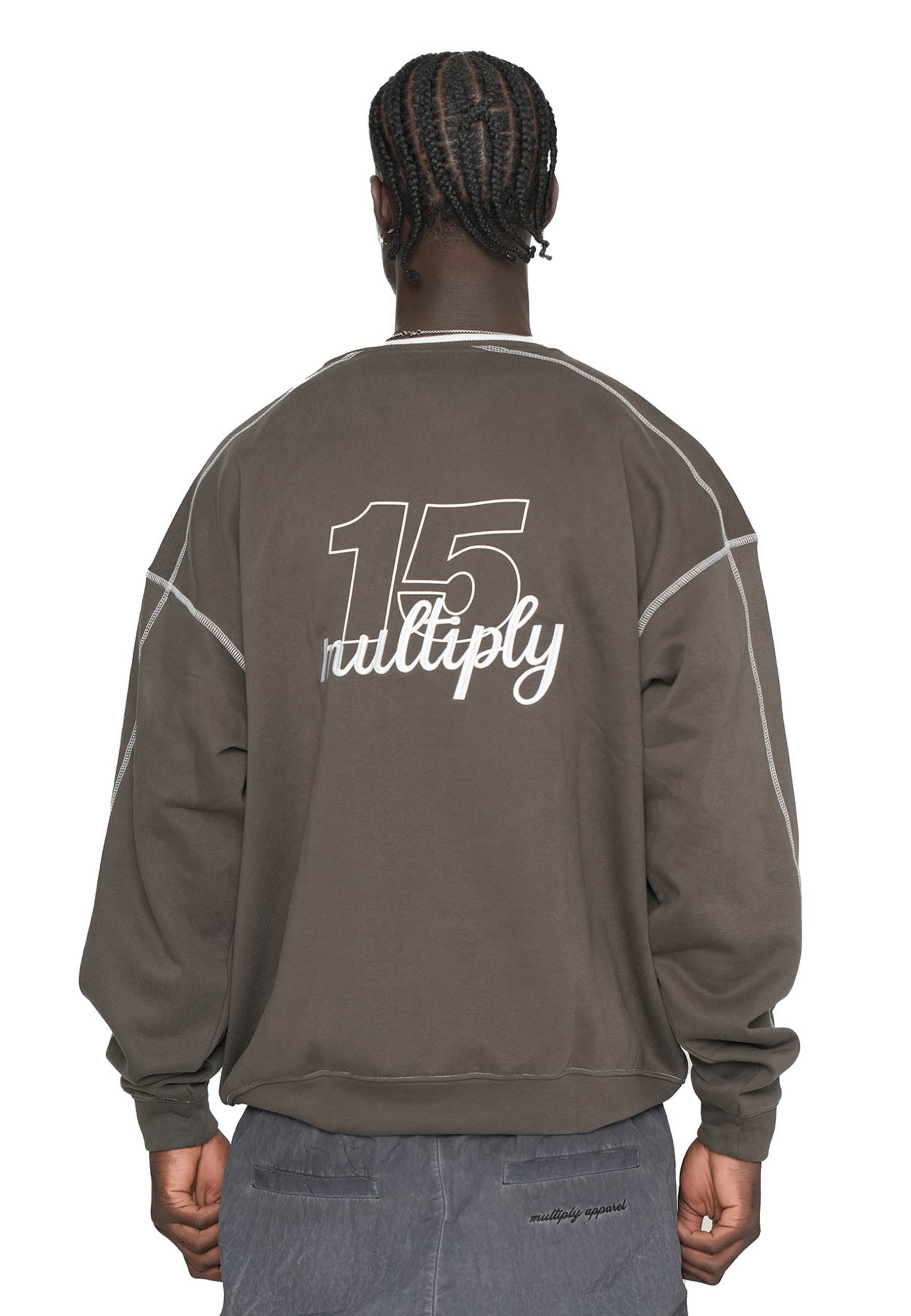 Multiply Apparel Oversize Sweater QUARTERBACK Black Olive – weitere Ansicht 3