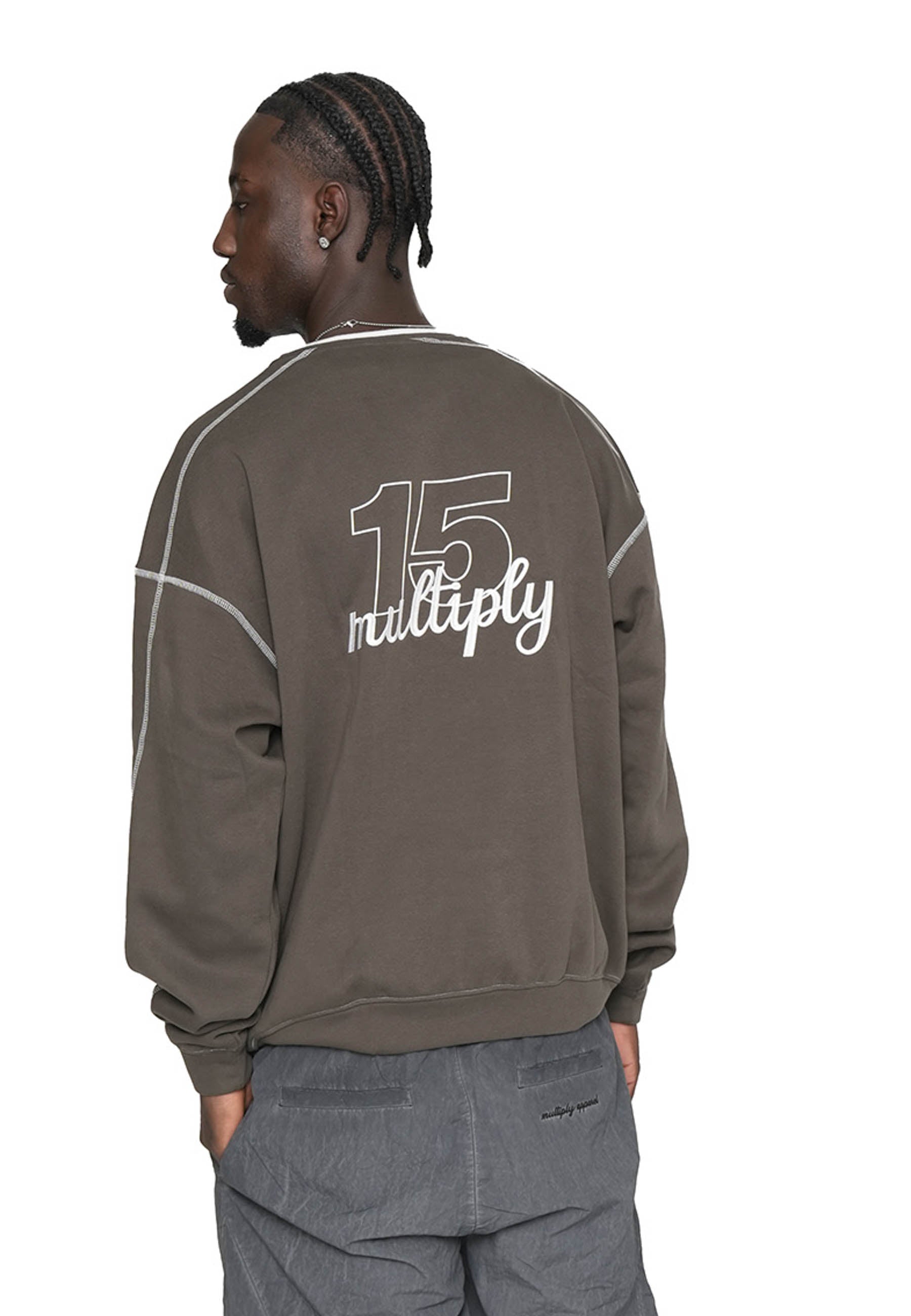 Multiply Apparel Oversize Sweater QUARTERBACK Black Olive – weitere Ansicht 4