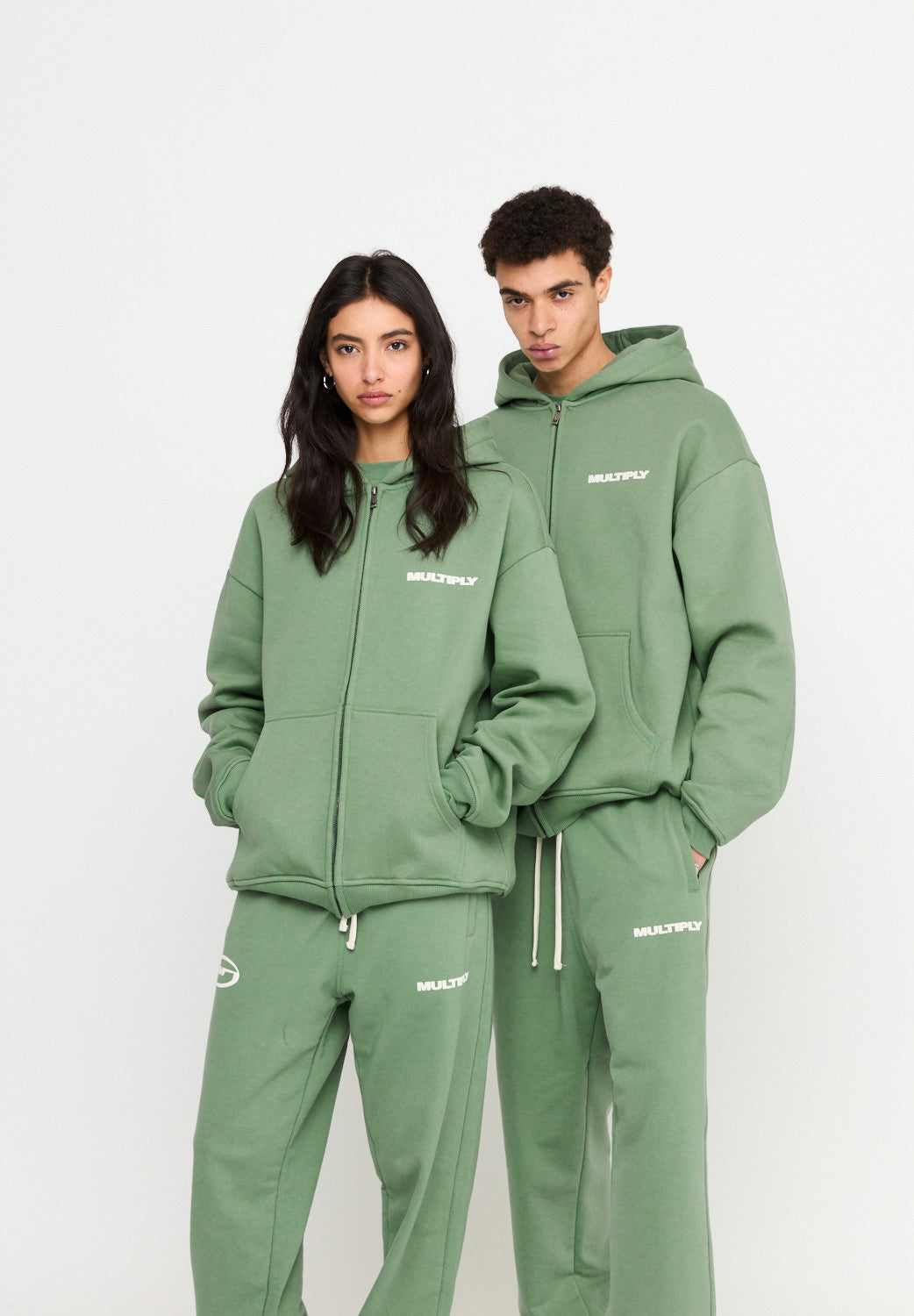 Oversize zip hoodie MULTIPLY Hedge Green