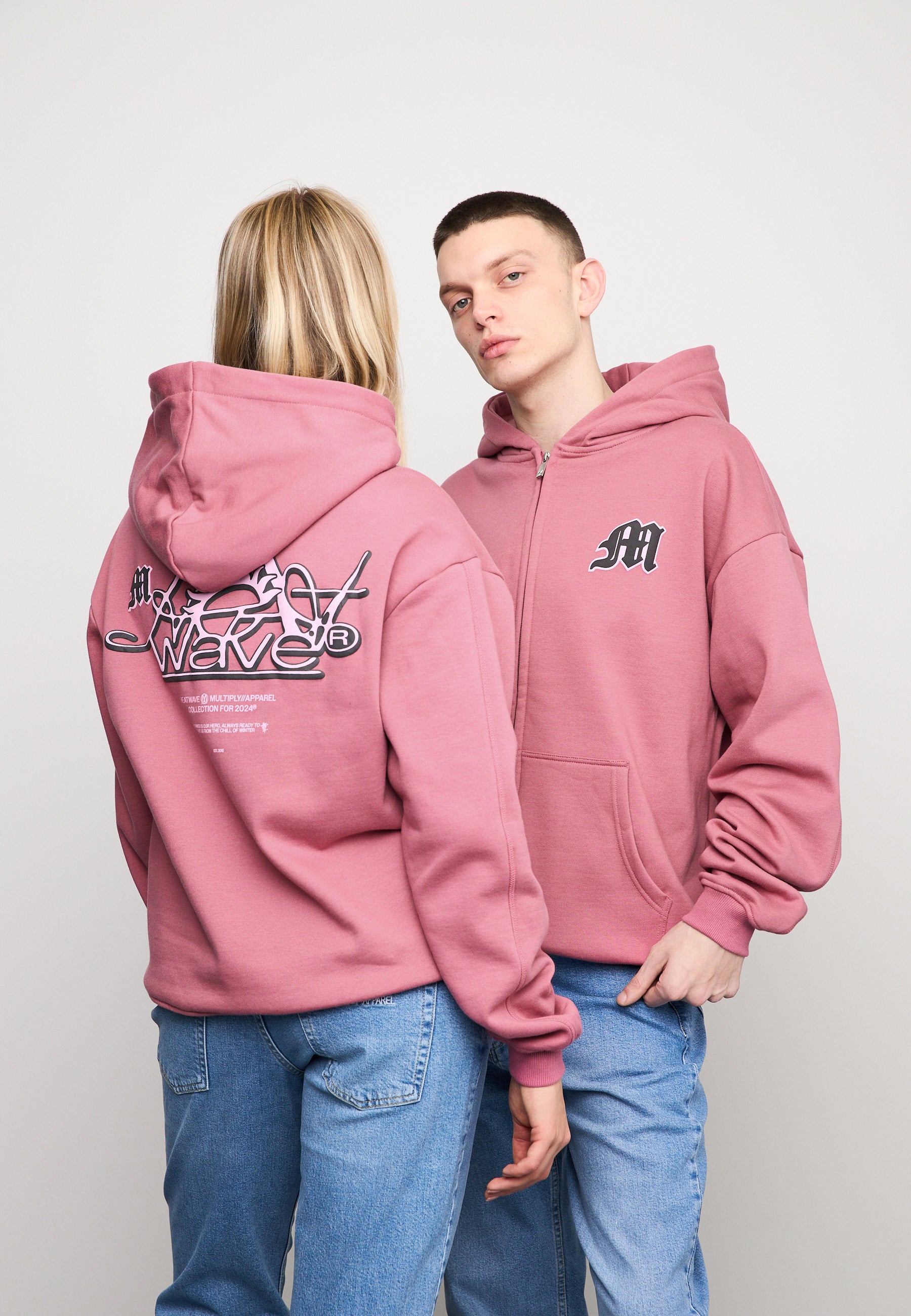 Multiply Spparel Oversize Zip Hoodie SUNNY SIDE Rose Wine
