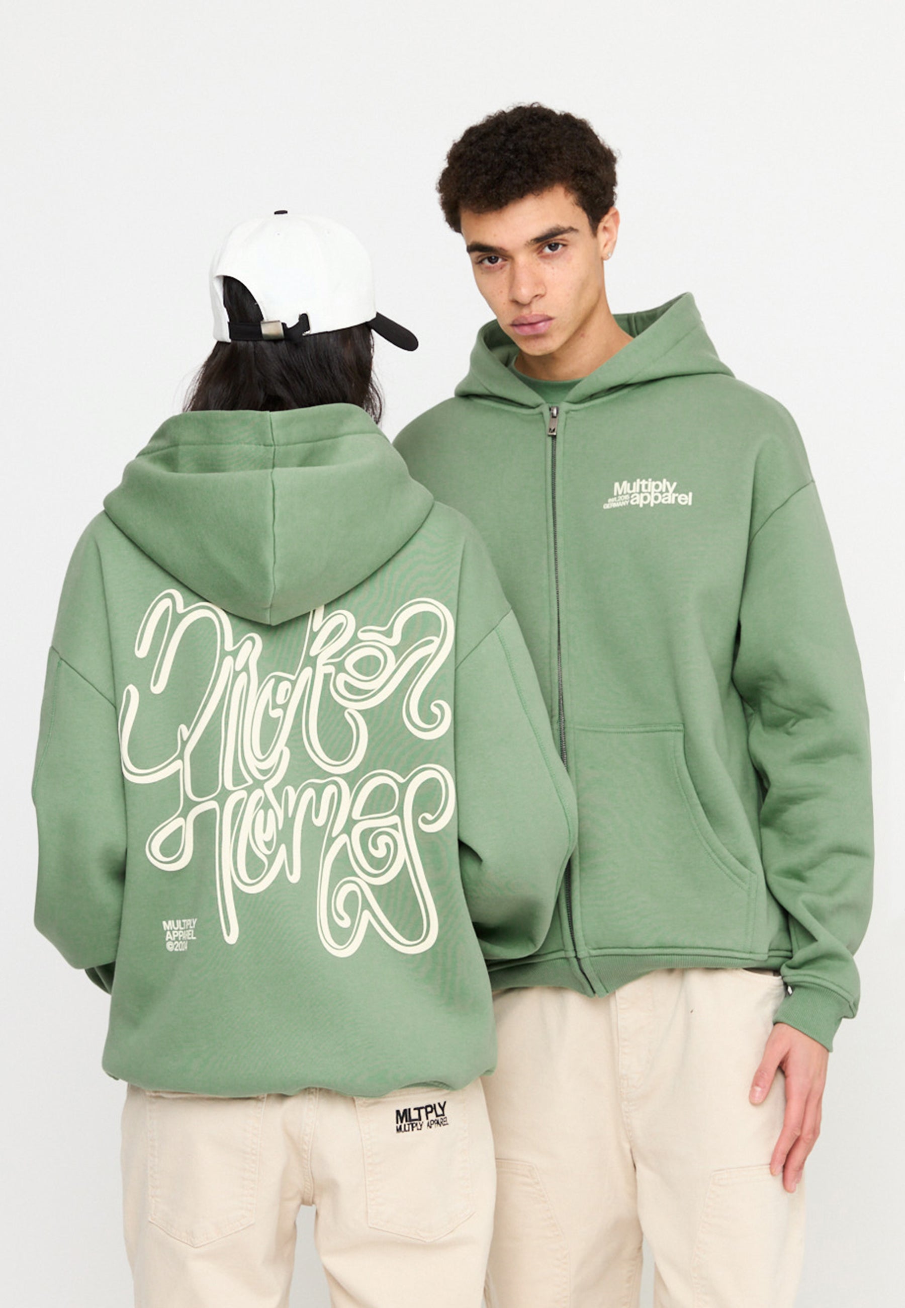 Multiply Spparel Oversize Zip Hoodie CONFLICT Hedge Green