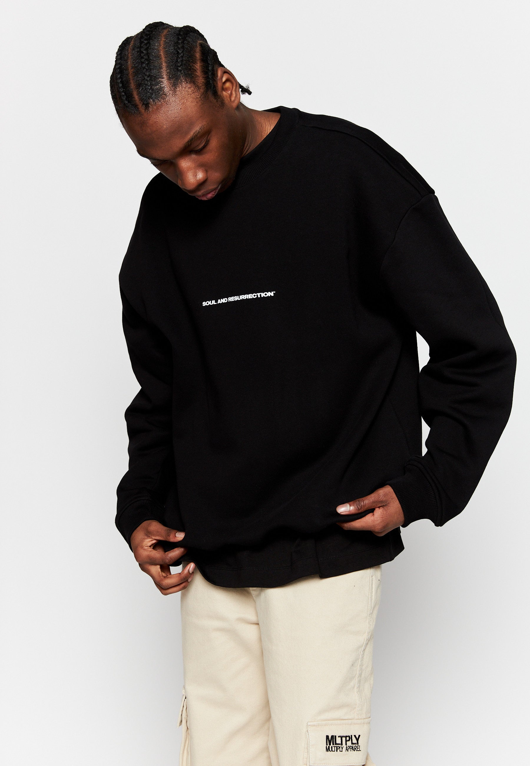 Multiply Apparel Oversize Sweatershirt BUTTERFLY Black – weitere Ansicht 3