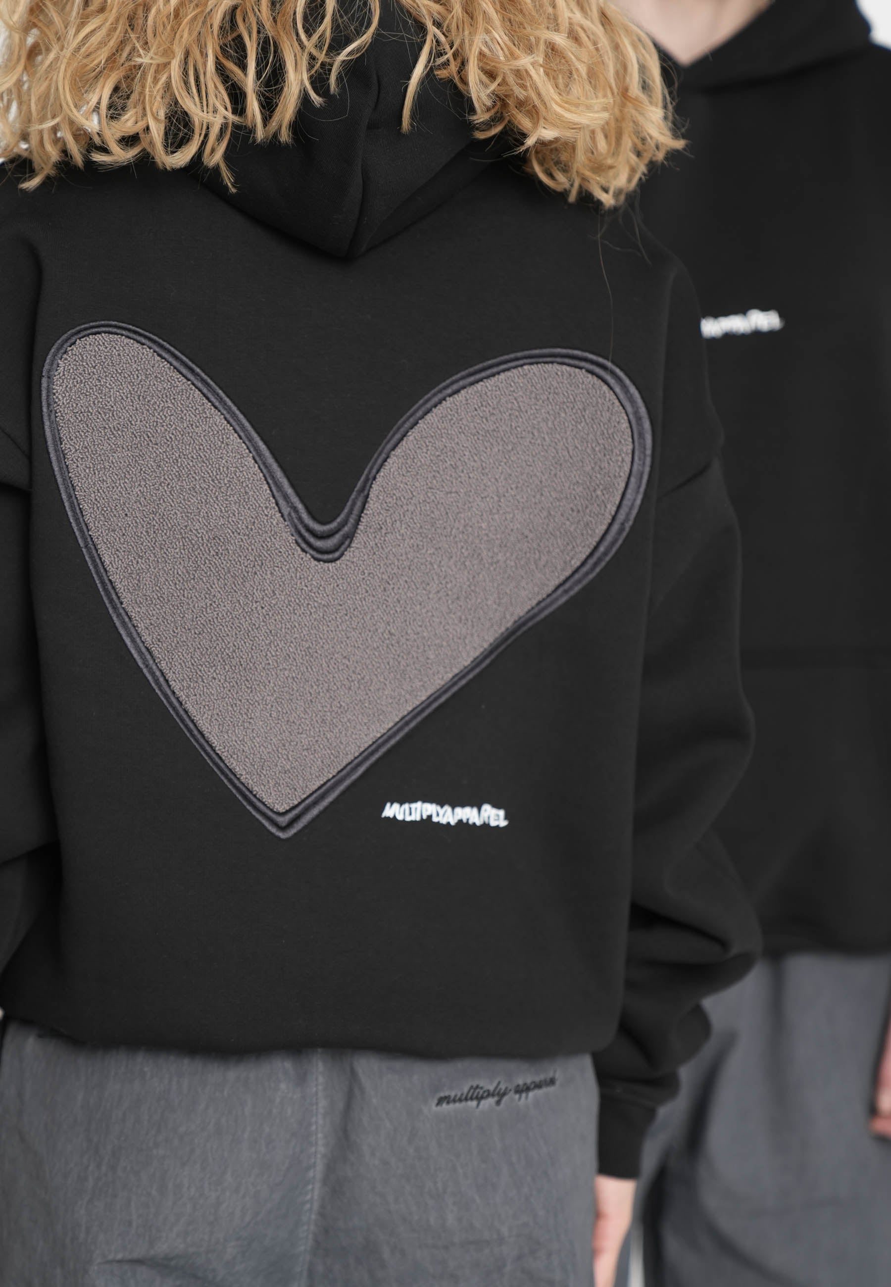 Oversized Hoodie HEART Black