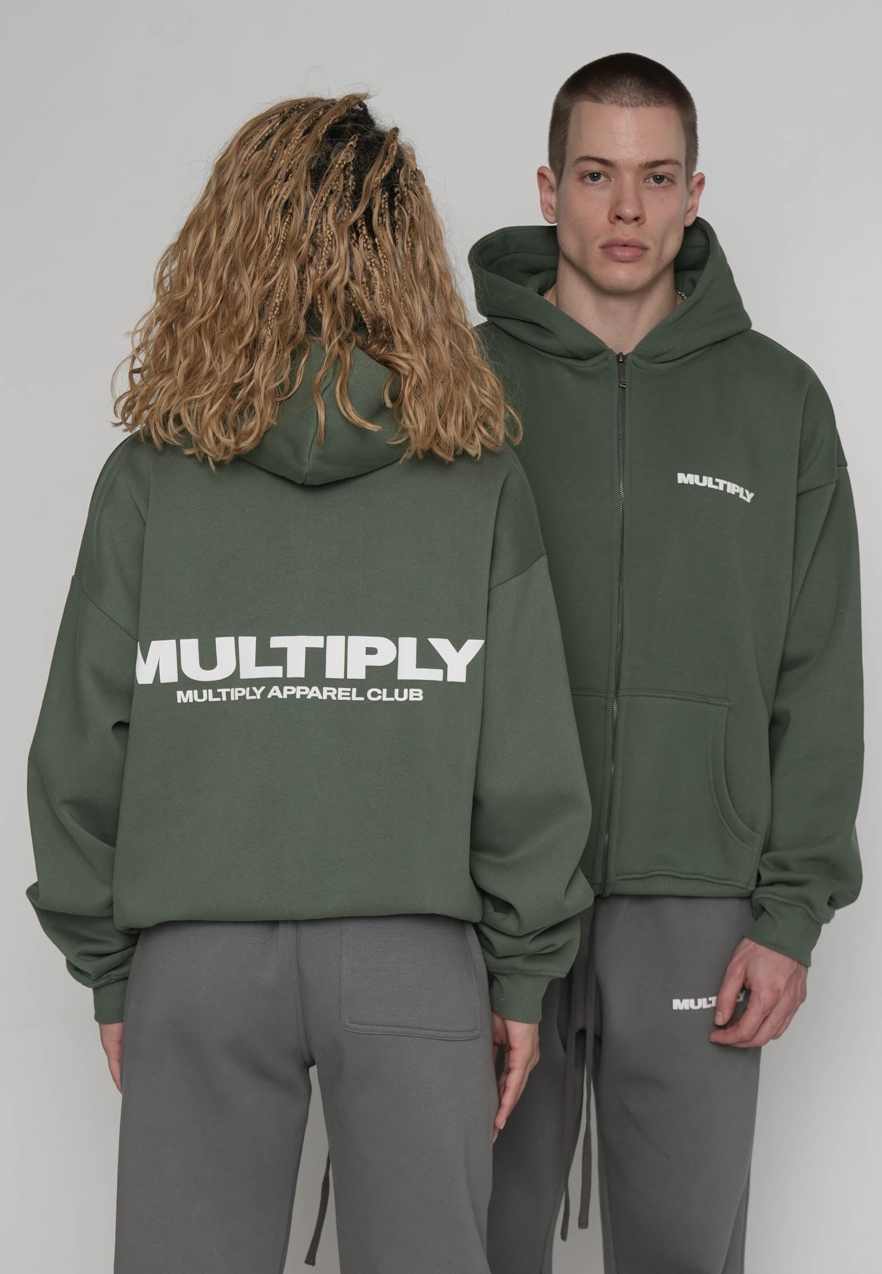 Multiply Apparel Oversize Zip Hoodie MULTIPLY Duck Green – Frontalansicht