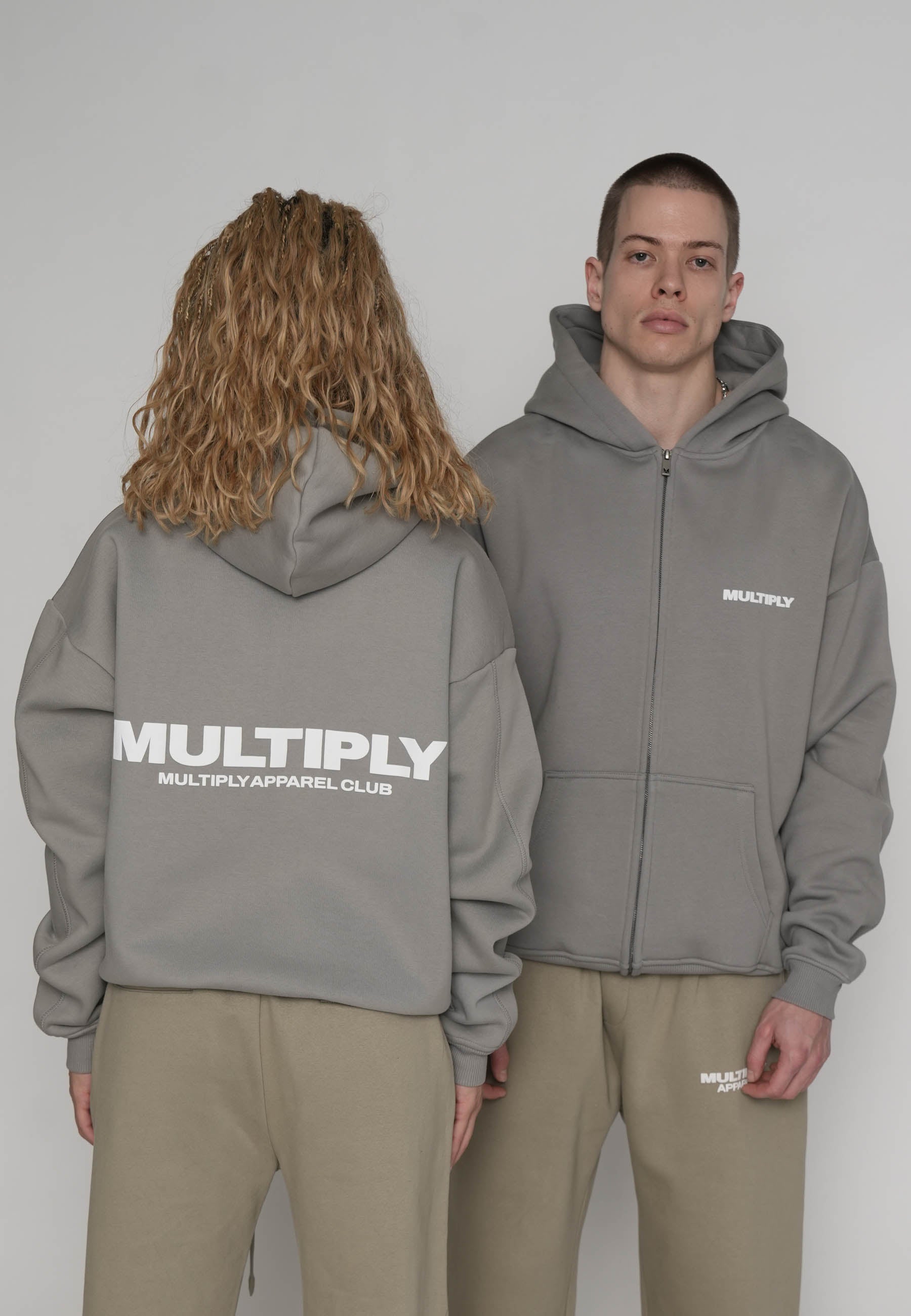 Multiply Apparel Oversize Zip Hoodie MULTIPLY Ultimate Grey – Frontalansicht
