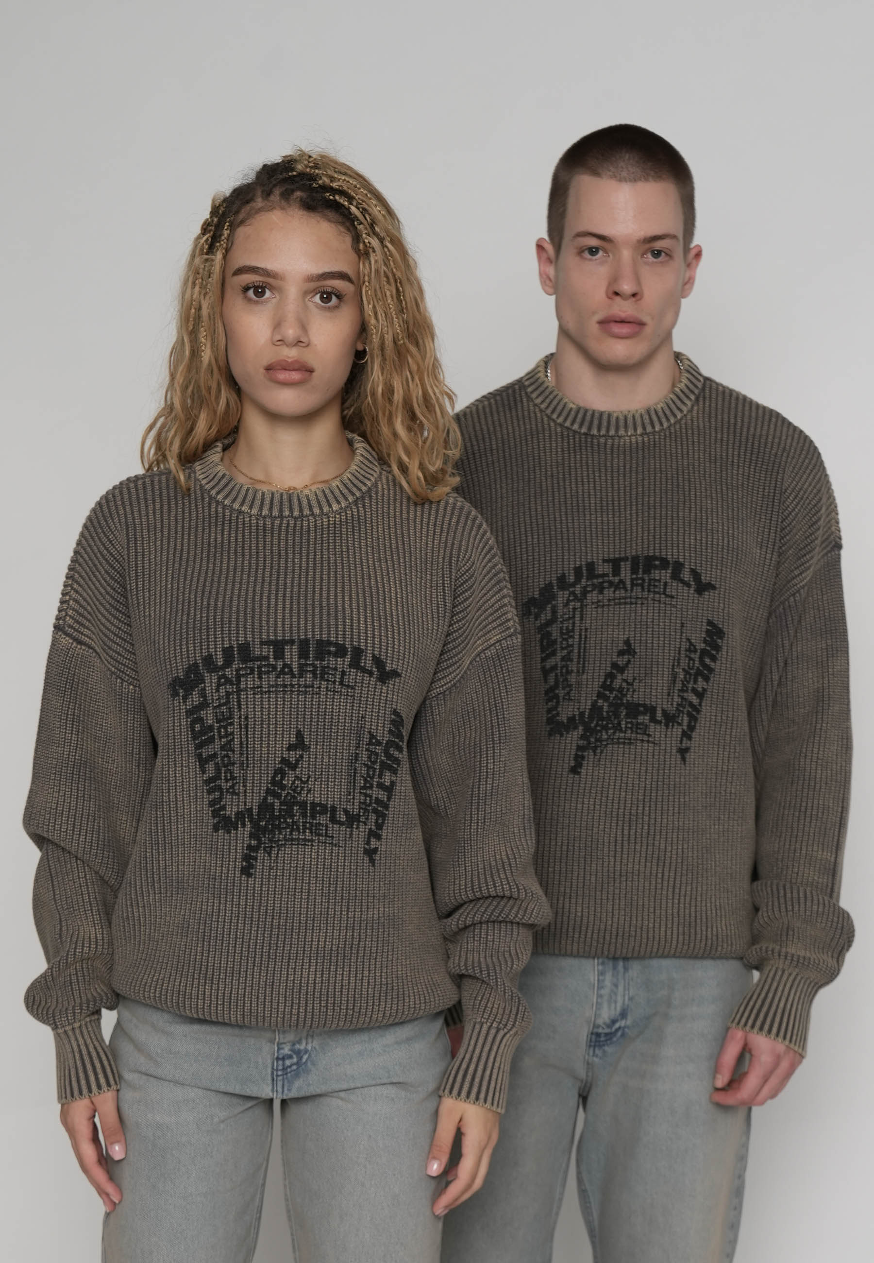 Multiply Apparel Oversize Sweatshirt TUNNEL Gargoyle – Frontalansicht